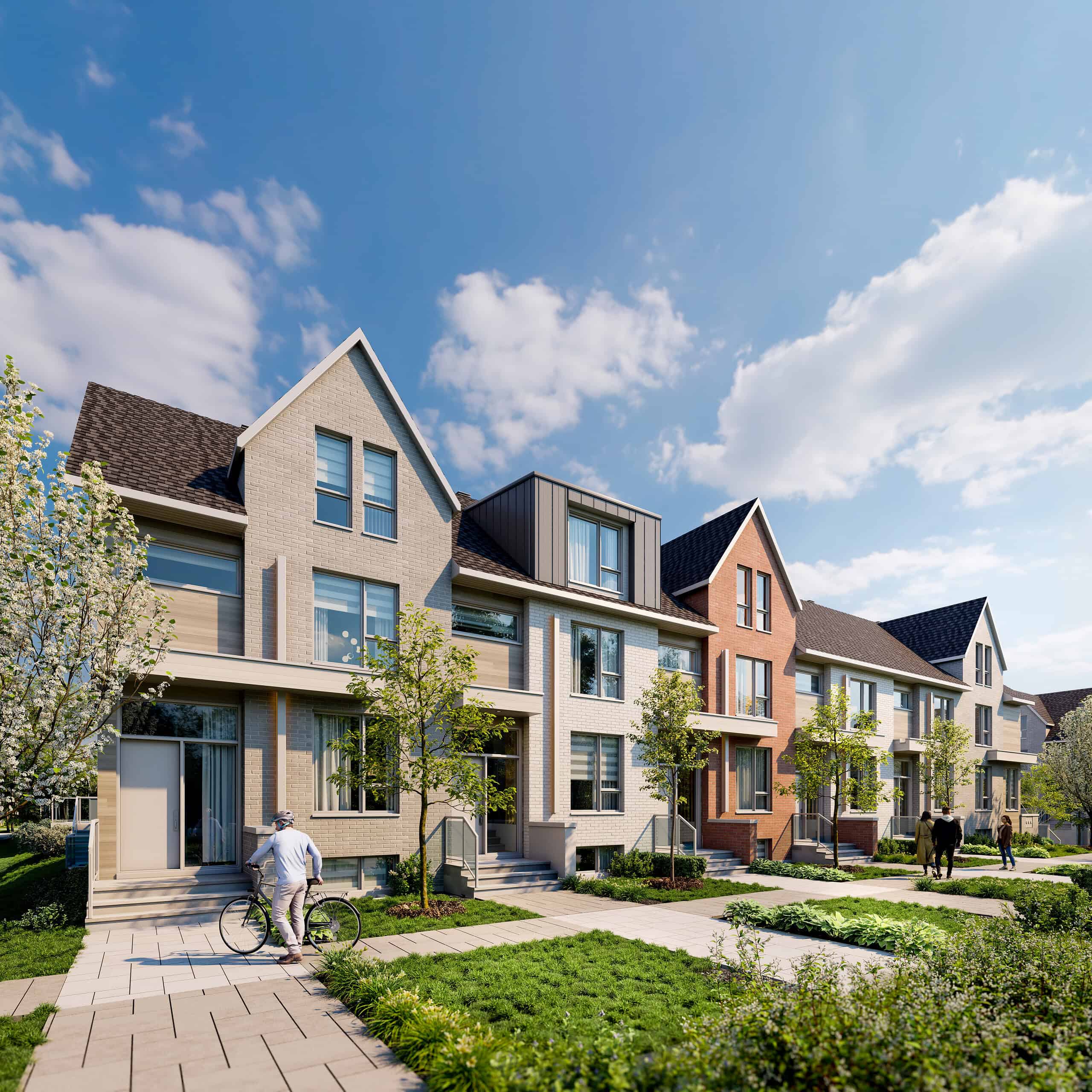 Une image d'une maison de ville neuve du Quartier Metta à Laval